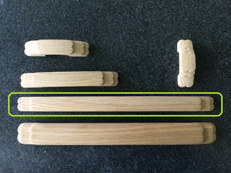 Layered style 12 inch cabinet drawer pull in unfinished white oak thumb