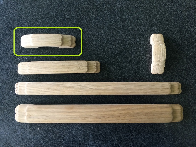 Layered style 4 inch cabinet drawer pull in unfinished white oak thumb